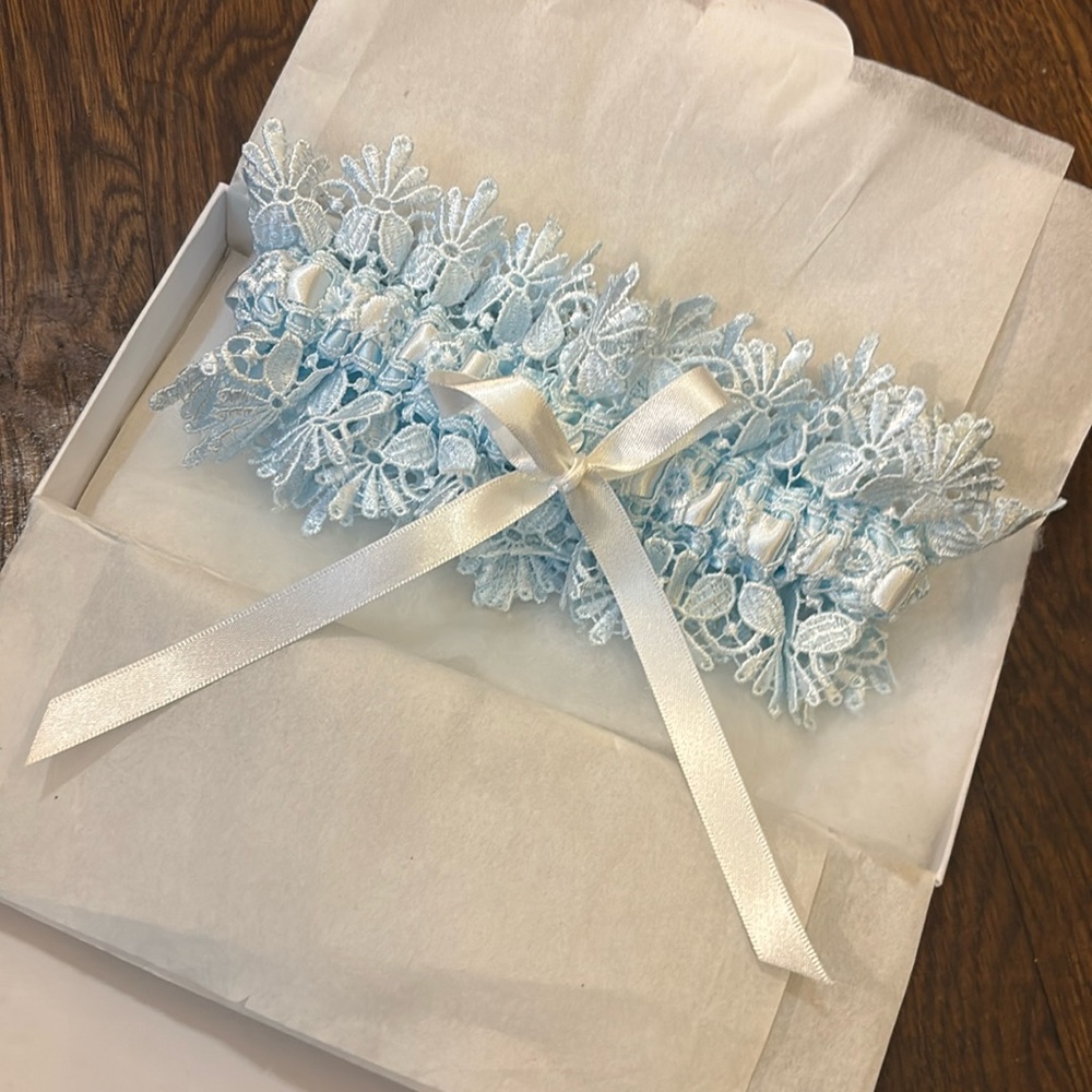 New Vintage 'Blue Ice' Bridal Garter -  Hand Made in the UK